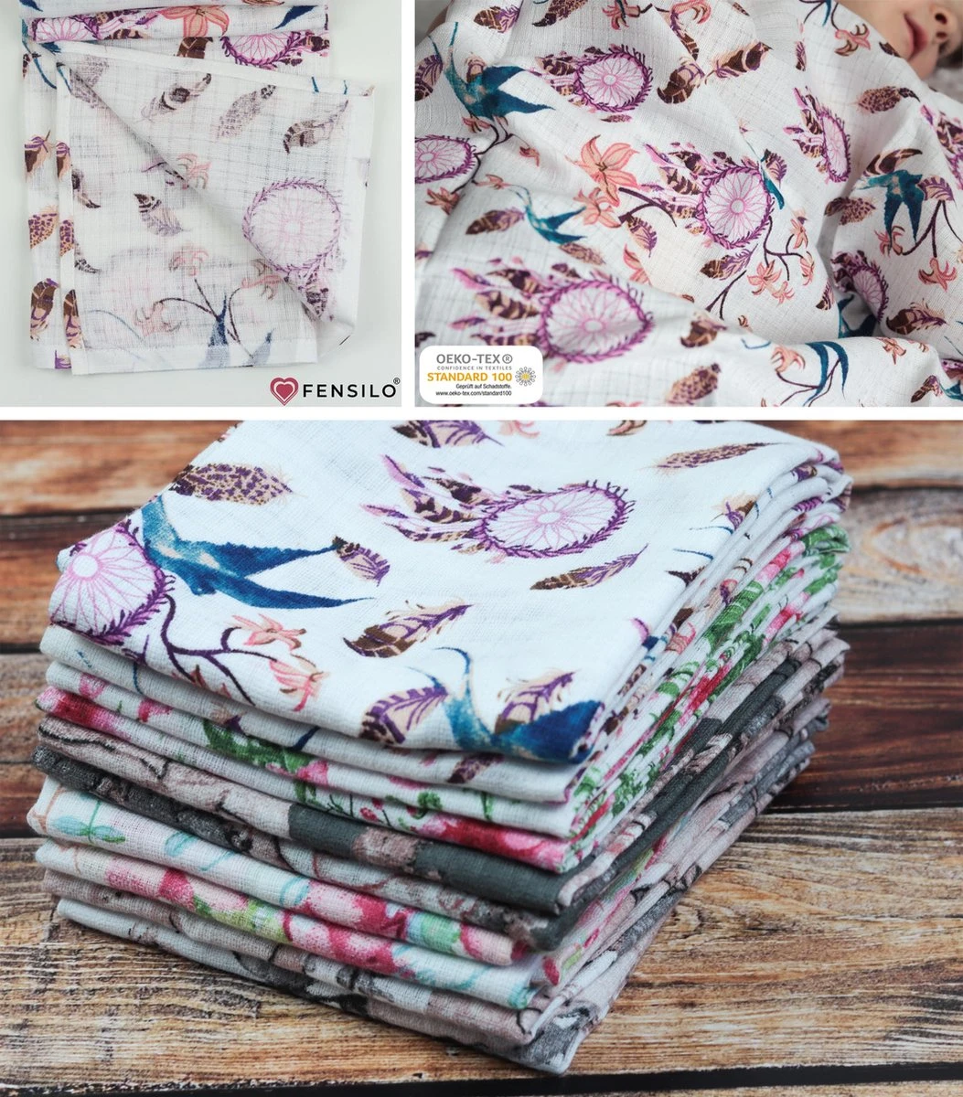 Hydrofiele Doeken - Hydrofiele Luiers - 70 X 80 Cm - 10 Pack - Roze- Bloemen - Meisje - Standard 100 By Oeko-tex® - Fensilo 5 Hydrofiele Doeken - Hydrofiele Luiers - 70 X 80 Cm - 10 Pack - Roze- Bloemen - Meisje - Standard 100 By Oeko-tex® - Fensilo - Afbeelding 3