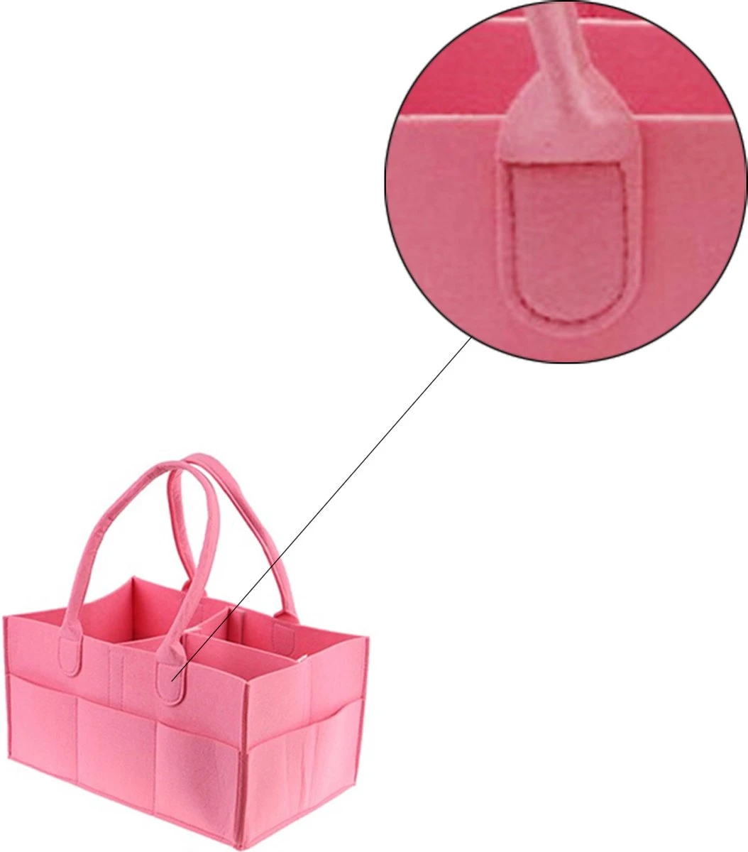 Merkloos Luiertas Vilt - Roze - Vilt - 32 X 22 X 19 Cm - Luier Organizer - Draagbare Organiser Met Handige Vakken - Verzorgingstas 6 Merkloos Luiertas Vilt - Roze - Vilt - 32 X 22 X 19 Cm - Luier Organizer - Draagbare Organiser Met Handige Vakken - Verzorgingstas - Afbeelding 4