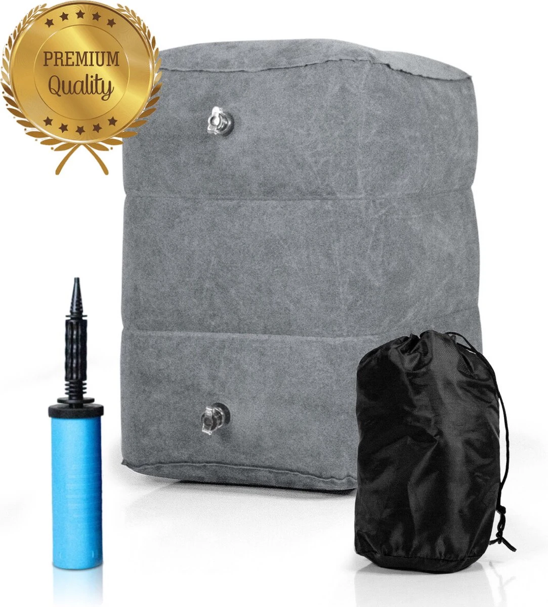 Merkloos Voetensteun - Vliegtuigbedje - Premium Quality - Reisbedje - 3 Hoogtestanden - Vliegtuig Kussen - Voetenbankje Of Poef - Met Opbergzakje & Pomp - Grijs 3 Merkloos Voetensteun - Vliegtuigbedje - Premium Quality - Reisbedje - 3 Hoogtestanden - Vliegtuig Kussen - Voetenbankje Of Poef - Met Opbergzakje & Pomp - Grijs