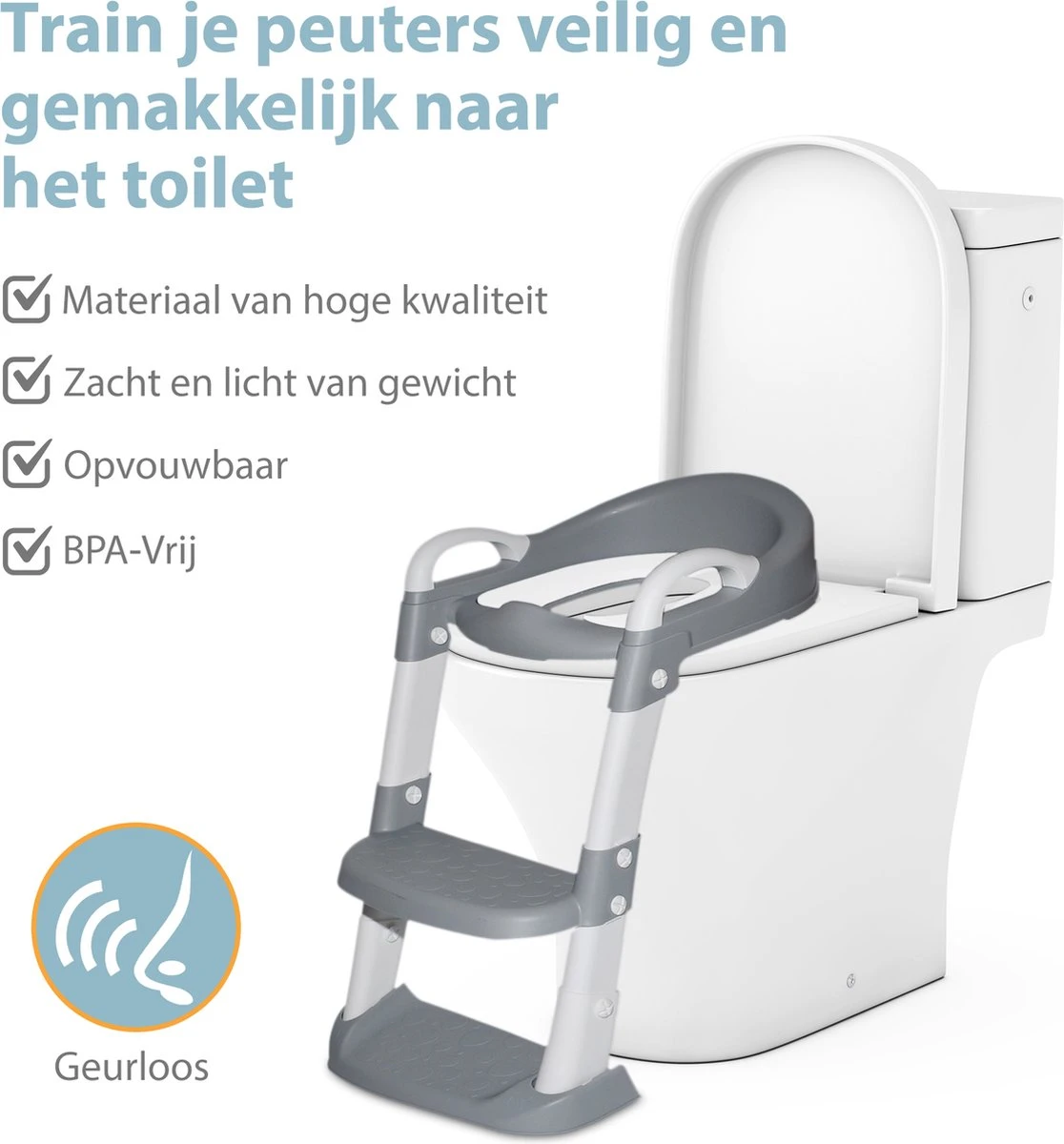 Merkloos Levlo Goods WC Verkleiner – WC Verkleiner Met Trapje – Toilettrainer – Verstelbaar – Incl. Handvaten - Grijs 10 Merkloos Levlo Goods WC Verkleiner – WC Verkleiner Met Trapje – Toilettrainer – Verstelbaar – Incl. Handvaten - Grijs - Afbeelding 8