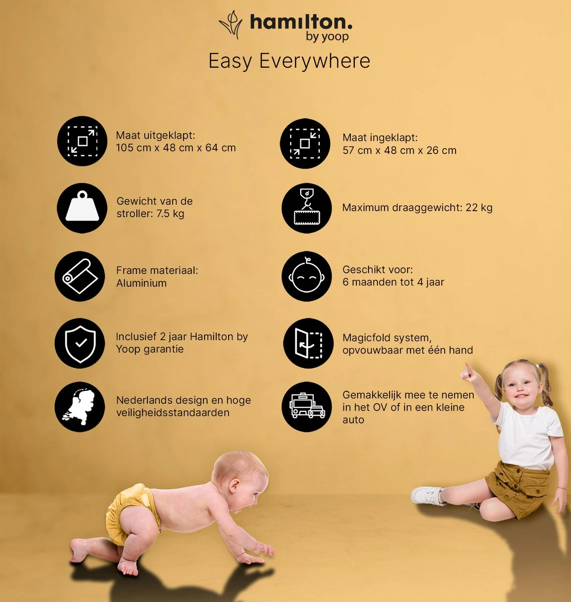 Hamilton By Yoop X1 Plus Kinderwagen - Buggy Met Monteerbare Wieg - Premium Stroller Met One Hand Folding Technologie - Nieuw, Hoger, Uitgebreider 2023 Model - Kaki - Licht, Verstelbaar, Wendbaar En Geschikt Van 0 Maanden Tot 4 Jaar 4 Hamilton By Yoop X1 Plus Kinderwagen - Buggy Met Monteerbare Wieg - Premium Stroller Met One Hand Folding Technologie - Nieuw, Hoger, Uitgebreider 2023 Model - Kaki - Licht, Verstelbaar, Wendbaar En Geschikt Van 0 Maanden Tot 4 Jaar - Afbeelding 2