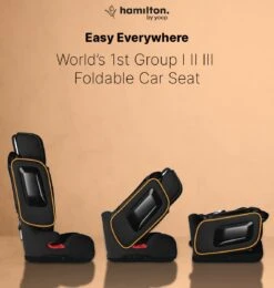 Hamilton By Yoop Cabrio Premium Opvouwbare Autostoel – Veilig, Comfortabel En Lichtgewicht Autozitje – Groep I, II, III Autostoeltje Voor 9 Maanden Tot 12 Jaar – Neon Oranje – ISOFIX Kliksysteem - 1e Opvouwbare Autostoel Ter Wereld -Babyproducten Korting 1139x1200 2