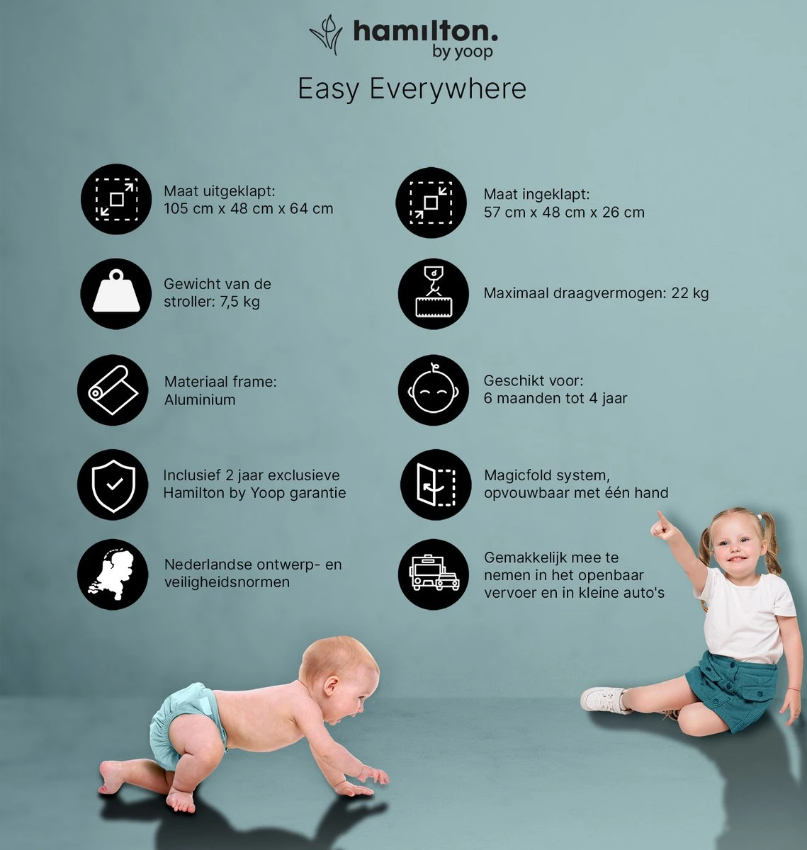 Hamilton By Yoop X1 Plus Buggy – Nieuw, Hoger, Uitgebreider 2023 Model – Premium Stroller Met One Hand Folding Technologie – Zwart – Lichte, Verstelbare En Wendbare Kinderwagen Met Vele Gemakken 19 Hamilton By Yoop X1 Plus Buggy – Nieuw, Hoger, Uitgebreider 2023 Model – Premium Stroller Met One Hand Folding Technologie – Zwart – Lichte, Verstelbare En Wendbare Kinderwagen Met Vele Gemakken - Afbeelding 17