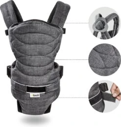 Hauck 2 Way Carrier Draagzak - Buikdrager - Melange Charcoal -Babyproducten Korting 1146x1200 3