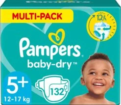 Pampers® Pampers Baby-Dry Luiers - Maat 5+ (12-17 Kg) - 132 Stuks - Multi-Pack