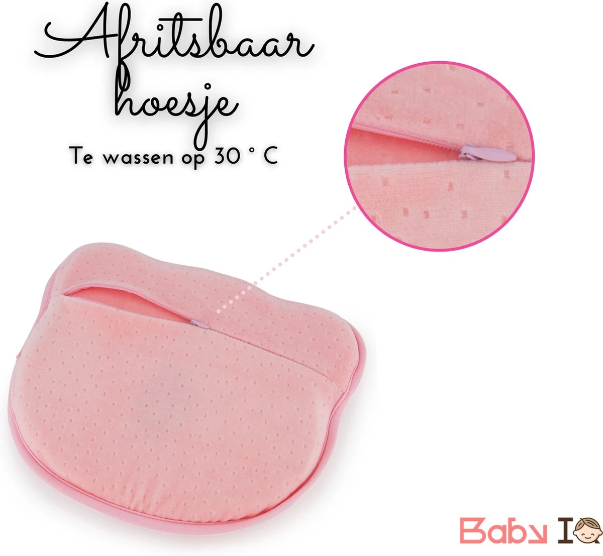 Baby IQ Orthopedisch Baby Hoofdkussen – Traagschuim – Tegen Plat Achterhoofd – Kraamcadeau –Roze – Incl Bandana Slabber 5 Baby IQ Orthopedisch Baby Hoofdkussen – Traagschuim – Tegen Plat Achterhoofd – Kraamcadeau –Roze – Incl Bandana Slabber - Afbeelding 3