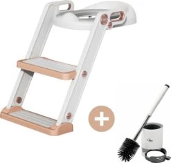 Fleau Luxe WC Verkleiner Met Trapje - Toiletverkleiner - Wit - Brilverkleiner Met Handvaten En Opstapje - Toilettrainer + GRATIS Fleau WC Borstel