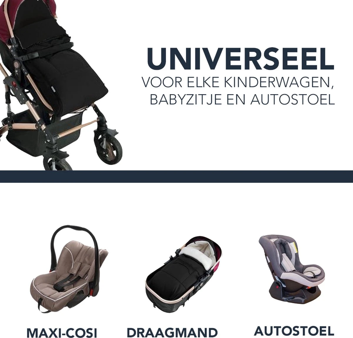 Achaté Voetenzak - Voor Kinderwagen Of Stoeltje – Baby Slaapzak - Autostoel - Zwart 11 Achaté Voetenzak - Voor Kinderwagen Of Stoeltje – Baby Slaapzak - Autostoel - Zwart - Afbeelding 9