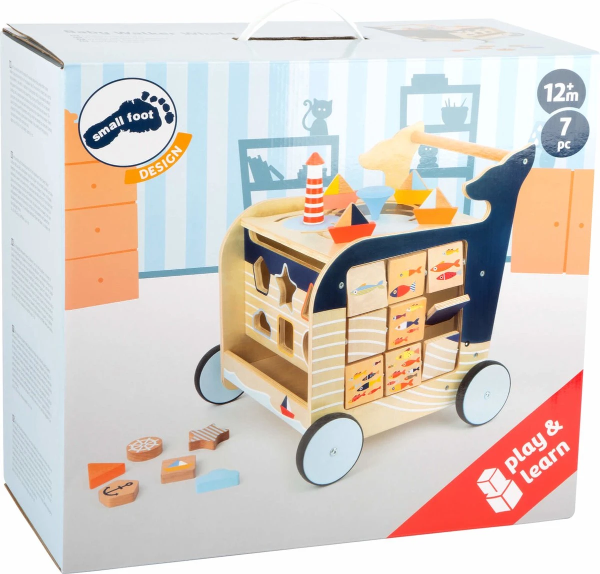 Baby Walvis Loopwagen - Houten Speelgoed Vanaf 1 Jaar 12 Baby Walvis Loopwagen - Houten Speelgoed Vanaf 1 Jaar - Afbeelding 10