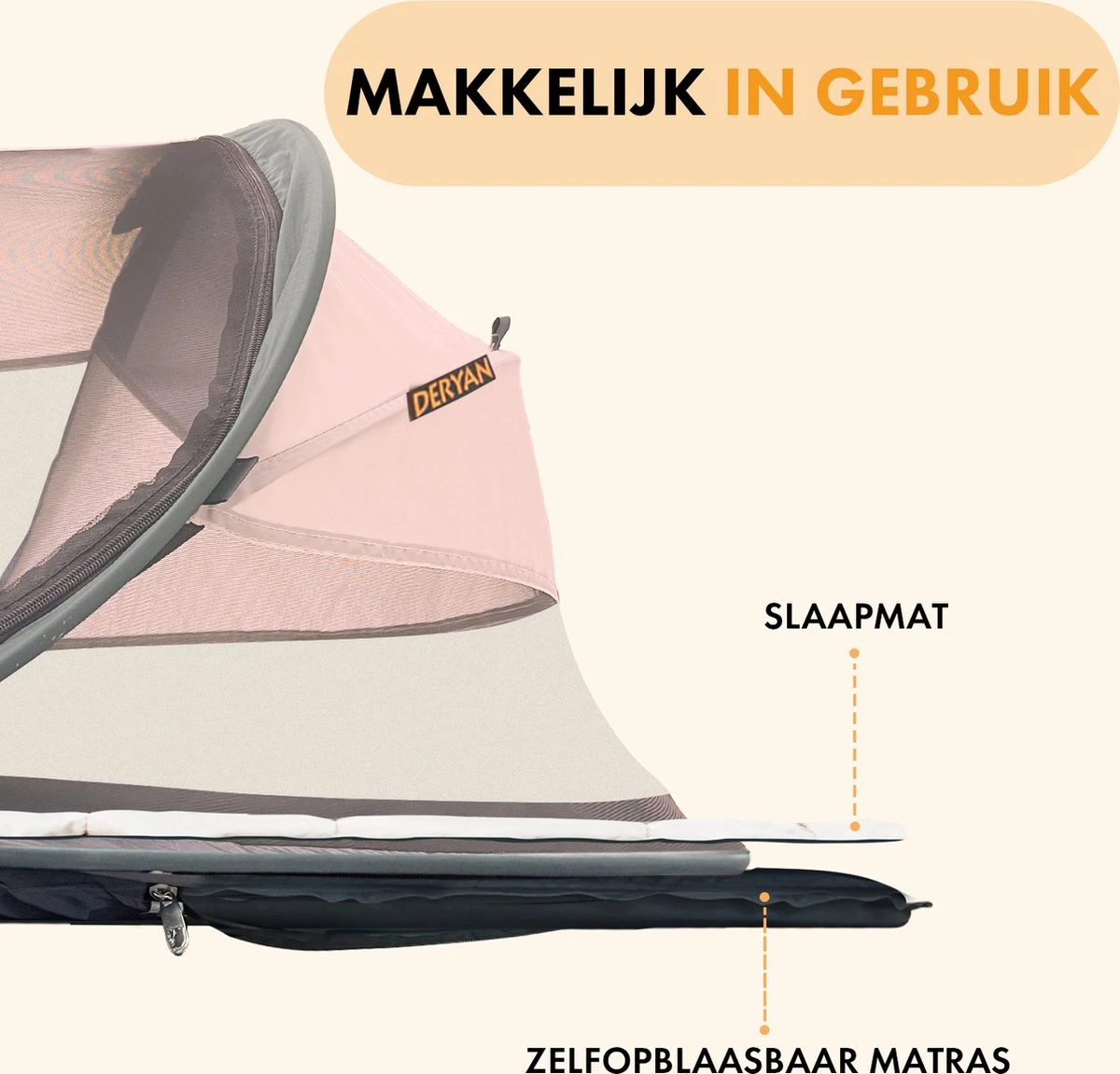 Deryan Baby Luxe Campingbedje – Inclusief Zelfopblaasbare Matras - Rose 7 Deryan Baby Luxe Campingbedje – Inclusief Zelfopblaasbare Matras - Rose - Afbeelding 5