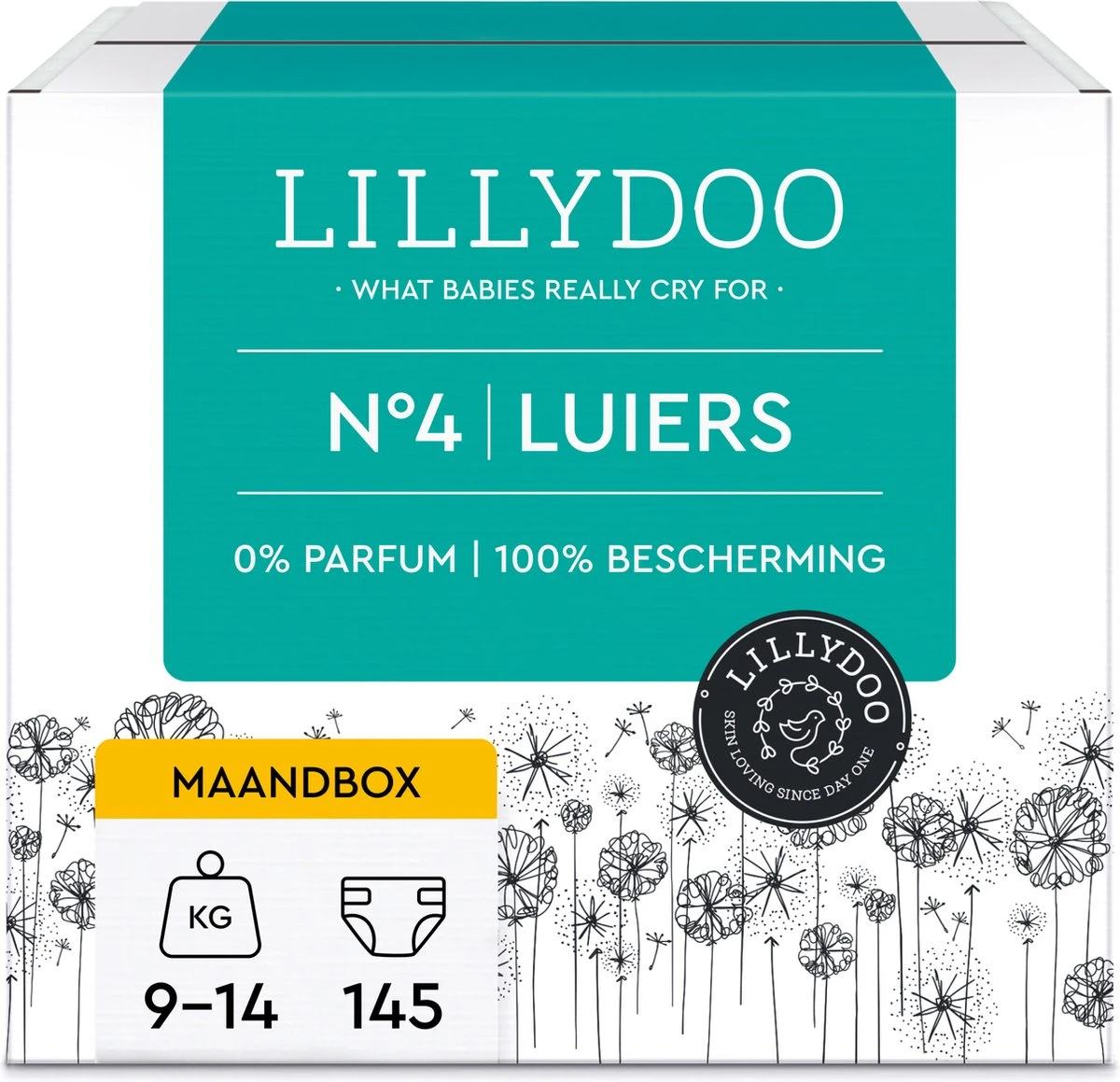LILLYDOO Huidvriendelijke Luiers - Maat 4 (9-14 Kg) - 145 Stuks - Maandbox 3 LILLYDOO Huidvriendelijke Luiers - Maat 4 (9-14 Kg) - 145 Stuks - Maandbox