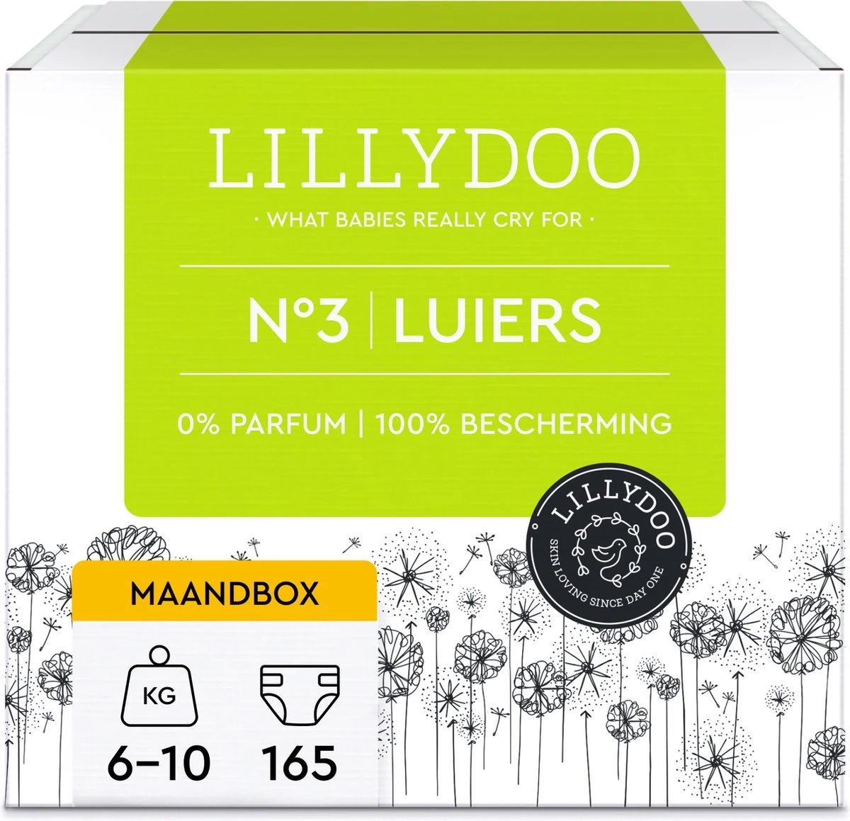 LILLYDOO Huidvriendelijke Luiers - Maat 3 (6-10 Kg) - 165 Stuks - Maandbox 3 LILLYDOO Huidvriendelijke Luiers - Maat 3 (6-10 Kg) - 165 Stuks - Maandbox