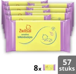 Zwitsal Sensitive Billendoekjes - 8 X 57 Stuks - Voordeelverpakking -Babyproducten Korting 1200x1171 5