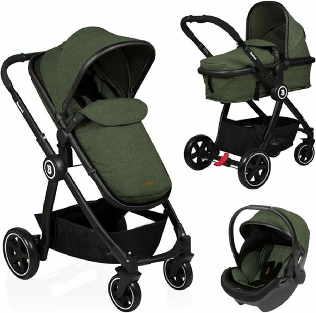 Baninni Kinderwagen Otto 3 In 1 Olive Green 13 Baninni Kinderwagen Otto 3 In 1 Olive Green - Afbeelding 11