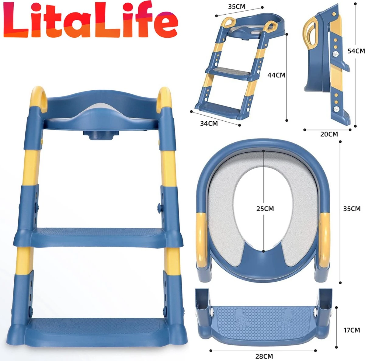 Zindelijkheidstraining Stoel Met Opstapje Ladder, Zindelijkheidstraining Toilet Voor Kinderen Jongens Meisjes Peuters-comfortabel Veilig Potje Stoel Met Anti-slip Pads Ladder - Blauw 4 Zindelijkheidstraining Stoel Met Opstapje Ladder, Zindelijkheidstraining Toilet Voor Kinderen Jongens Meisjes Peuters-comfortabel Veilig Potje Stoel Met Anti-slip Pads Ladder - Blauw - Afbeelding 2