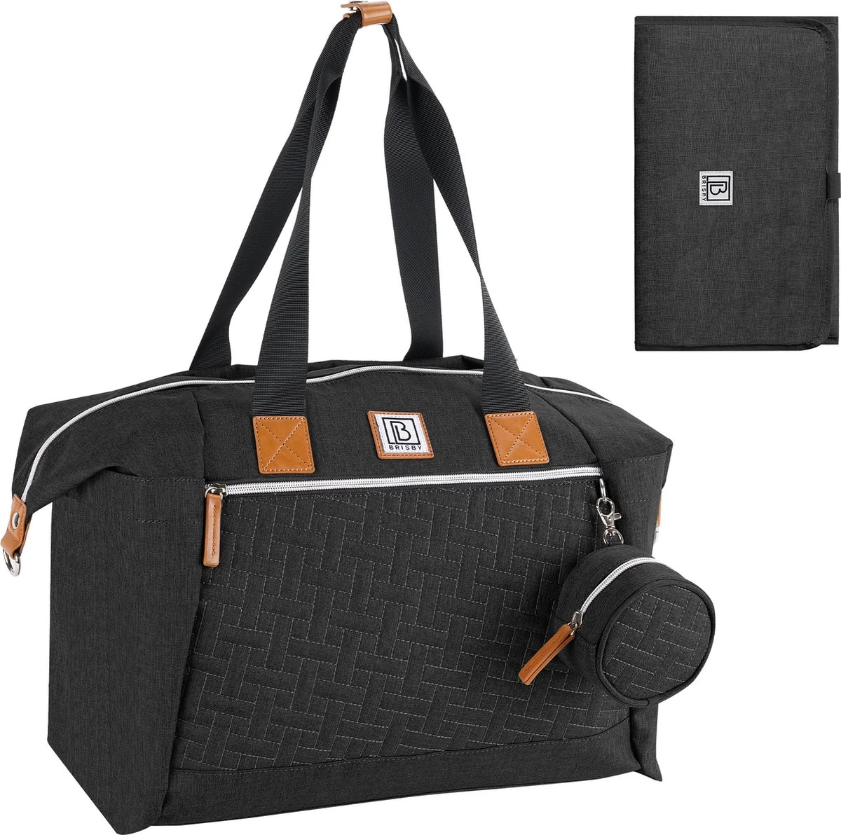 Brisby Slijtvaste Luiertas - Verzorgingstas Groot -Zwart - Inclusief Verschoonmatje - Isoleervakken - Fopspeen Houder - Makkelijk Te Bevestigen Aan De Kinderwagen 3 Brisby Slijtvaste Luiertas - Verzorgingstas Groot -Zwart - Inclusief Verschoonmatje - Isoleervakken - Fopspeen Houder - Makkelijk Te Bevestigen Aan De Kinderwagen