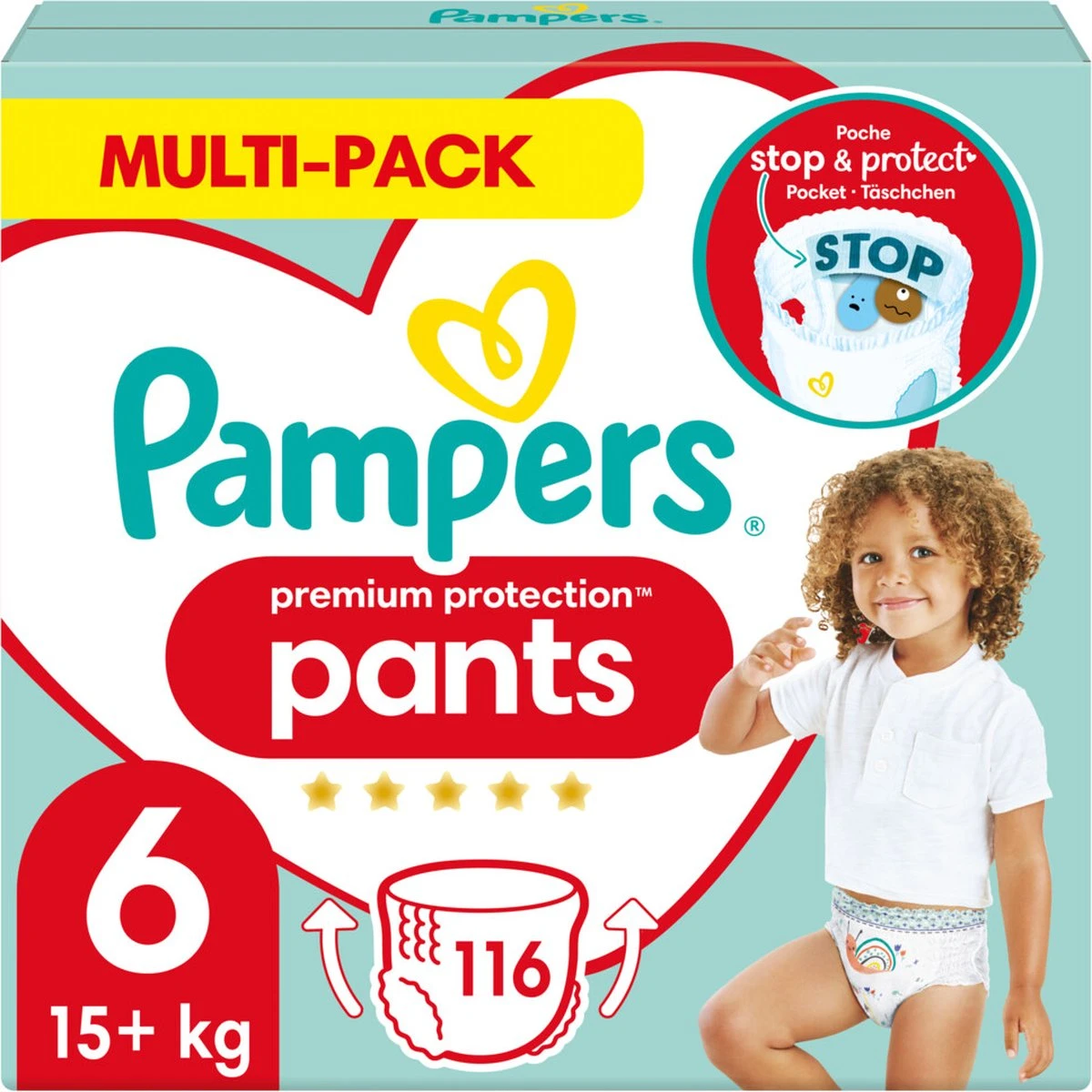 Pampers® Pampers Premium Protection Pants Luierbroekjes - Maat 6 (+15 Kg) - 116 Stuks - Multi-Pack 14 Pampers® Pampers Premium Protection Pants Luierbroekjes - Maat 6 (+15 Kg) - 116 Stuks - Multi-Pack - Afbeelding 12
