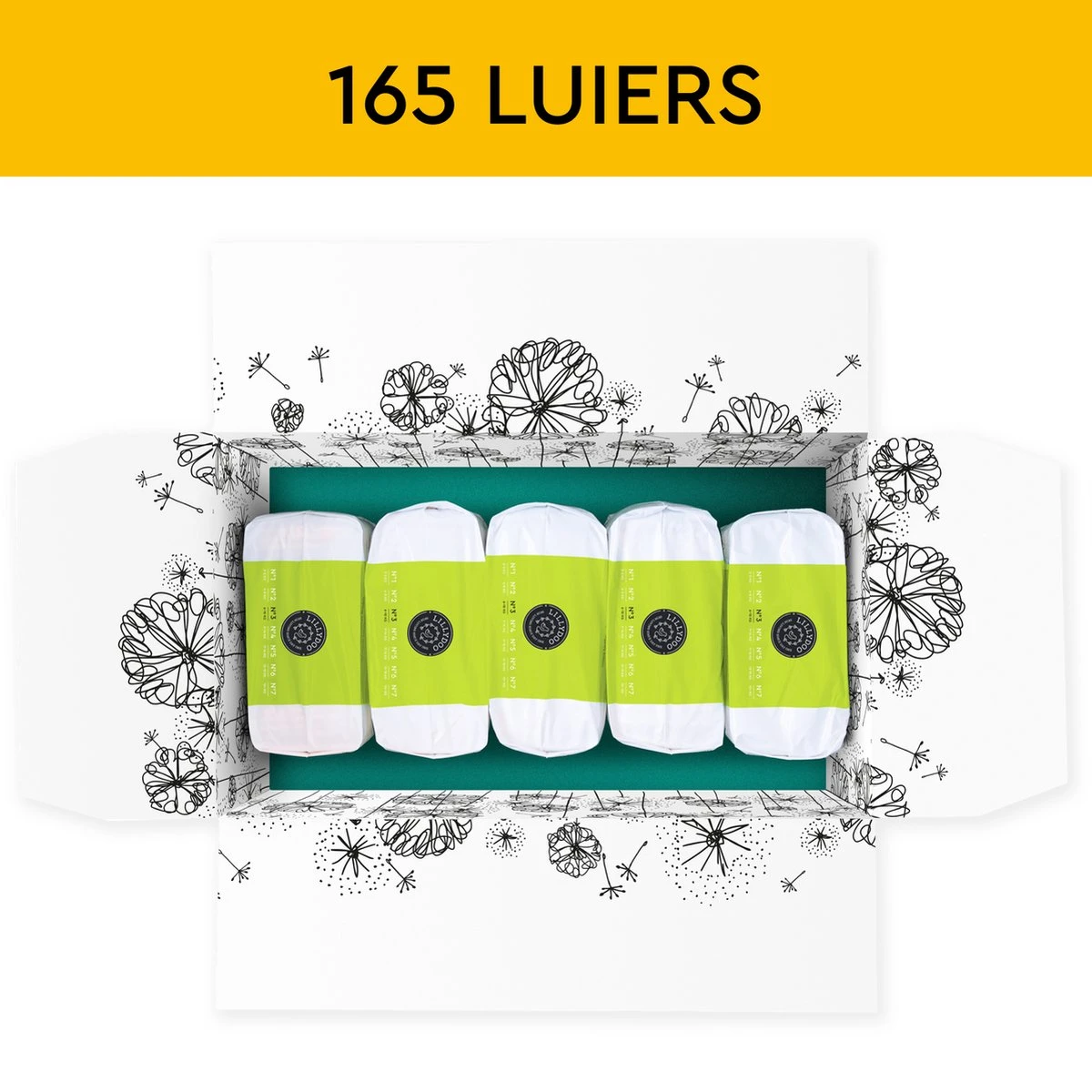LILLYDOO Huidvriendelijke Luiers - Maat 3 (6-10 Kg) - 165 Stuks - Maandbox 4 LILLYDOO Huidvriendelijke Luiers - Maat 3 (6-10 Kg) - 165 Stuks - Maandbox - Afbeelding 2