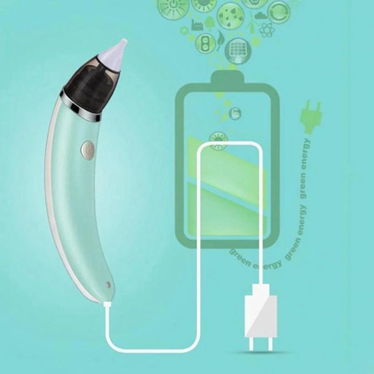 A&K Elektrische Oplaadbare Neuspeer Voor Baby En Kinderen - Inclusief Oplader, Handleiding En Batterijen - Hygiënische Neusreiniger - Baby Aspirator - Neuszuiger - Baby Neuspompje - Toetenveger - Snoetenpoetser - Mintgroen - Neusspoeler 4 A&K Elektrische Oplaadbare Neuspeer Voor Baby En Kinderen - Inclusief Oplader, Handleiding En Batterijen - Hygiënische Neusreiniger - Baby Aspirator - Neuszuiger - Baby Neuspompje - Toetenveger - Snoetenpoetser - Mintgroen - Neusspoeler - Afbeelding 2