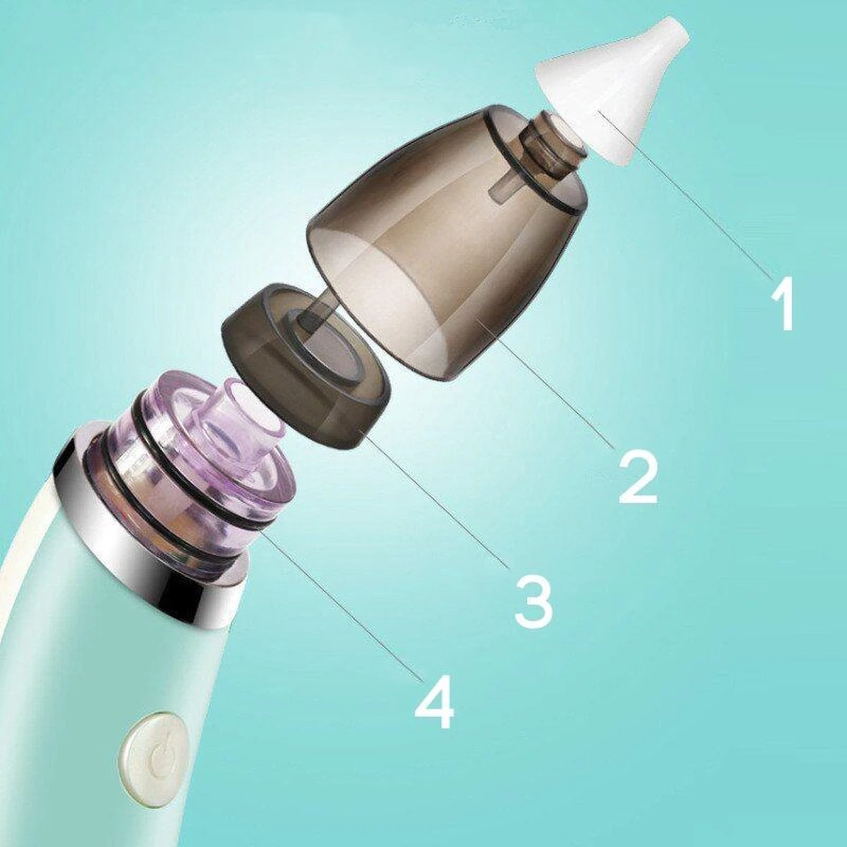 A&K Elektrische Oplaadbare Neuspeer Voor Baby En Kinderen - Inclusief Oplader, Handleiding En Batterijen - Hygiënische Neusreiniger - Baby Aspirator - Neuszuiger - Baby Neuspompje - Toetenveger - Snoetenpoetser - Mintgroen - Neusspoeler 5 A&K Elektrische Oplaadbare Neuspeer Voor Baby En Kinderen - Inclusief Oplader, Handleiding En Batterijen - Hygiënische Neusreiniger - Baby Aspirator - Neuszuiger - Baby Neuspompje - Toetenveger - Snoetenpoetser - Mintgroen - Neusspoeler - Afbeelding 3