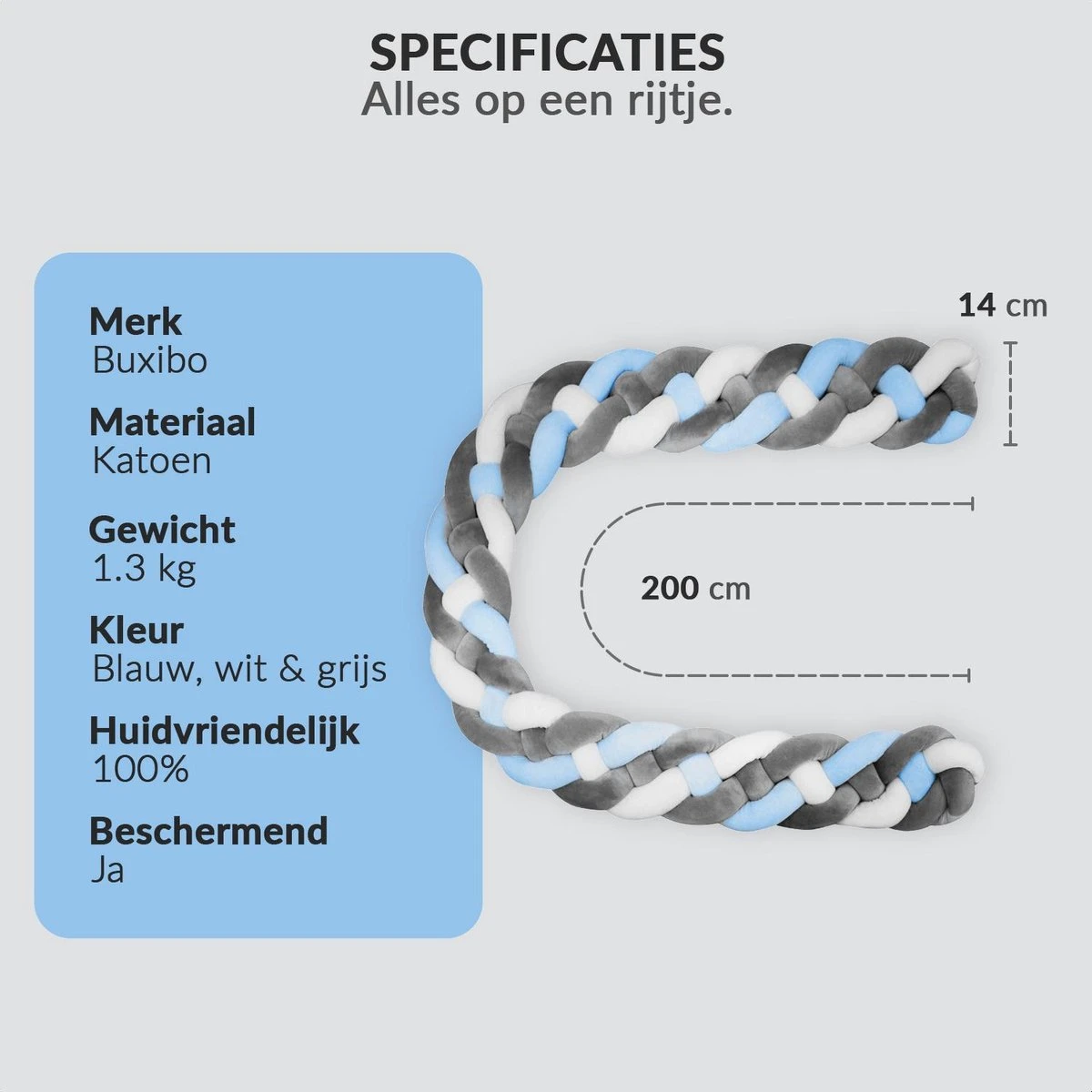 Buxibo Baby Bed Bumper - Baby Veiligheid/Hoofdbescherming/Bedbescherming - Multifunctionele Voedingskussen/Bedomrande/Boxomrander - 200CM - Blauw 10 Buxibo Baby Bed Bumper - Baby Veiligheid/Hoofdbescherming/Bedbescherming - Multifunctionele Voedingskussen/Bedomrande/Boxomrander - 200CM - Blauw - Afbeelding 8