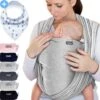 Makimaja Baby Sling - Licht Grijs - Hoge Kwaliteit 100% Natuurlijk Katoen Baby Sling - Baby Sling Pasgeborenen En Baby's Tot 15 Kg - Plus Inclusief: Baby Slabbetje -Babyproducten Korting 1200x1200 458