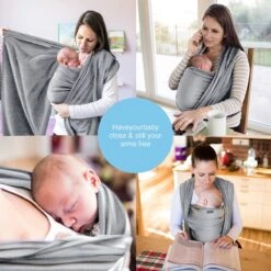 Makimaja Baby Sling - Licht Grijs - Hoge Kwaliteit 100% Natuurlijk Katoen Baby Sling - Baby Sling Pasgeborenen En Baby's Tot 15 Kg - Plus Inclusief: Baby Slabbetje -Babyproducten Korting 1200x1200 460