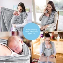 Makimaja Baby Sling - Licht Grijs Met Sterren - Hoge Kwaliteit 100% Natuurlijk Katoen Baby Sling - Baby Sling Pasgeborene En Baby's Tot 15 Kg - Plus Inclusief: Baby Slabbetje -Babyproducten Korting 1200x1200 482