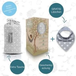 Makimaja Baby Sling - Licht Grijs Met Sterren - Hoge Kwaliteit 100% Natuurlijk Katoen Baby Sling - Baby Sling Pasgeborene En Baby's Tot 15 Kg - Plus Inclusief: Baby Slabbetje -Babyproducten Korting 1200x1200 484
