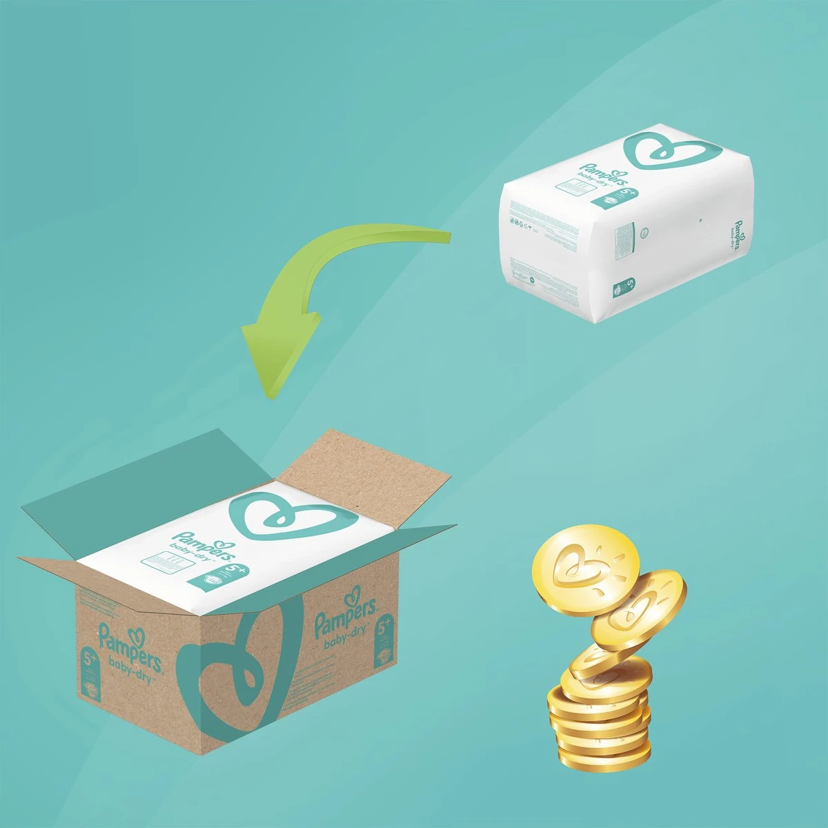 Pampers® Pampers Baby-Dry Luiers - Maat 5+ (12-17 Kg) - 132 Stuks - Multi-Pack 8 Pampers® Pampers Baby-Dry Luiers - Maat 5+ (12-17 Kg) - 132 Stuks - Multi-Pack - Afbeelding 6