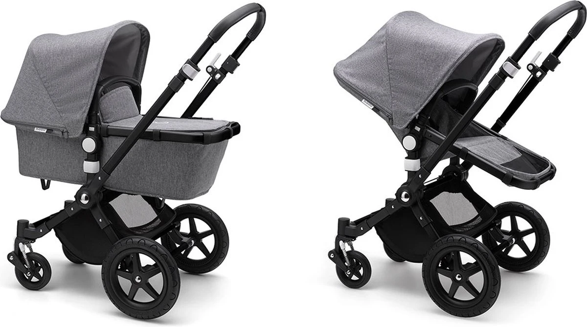 Bugaboo Cameleon 3 Plus Kinderwagen Met Stoel En Wieg - Zwart / Gemȇleerd Grijs 3 Bugaboo Cameleon 3 Plus Kinderwagen Met Stoel En Wieg - Zwart / Gemȇleerd Grijs