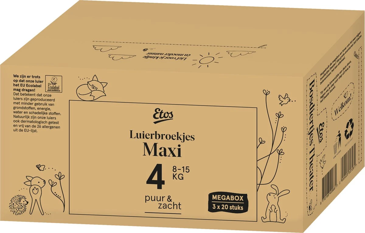 Etos Luierbroekjes Puur & Zacht - Maat 4 (7-18 Kg) - 60 Stuks (3x20) 3 Etos Luierbroekjes Puur & Zacht - Maat 4 (7-18 Kg) - 60 Stuks (3x20)