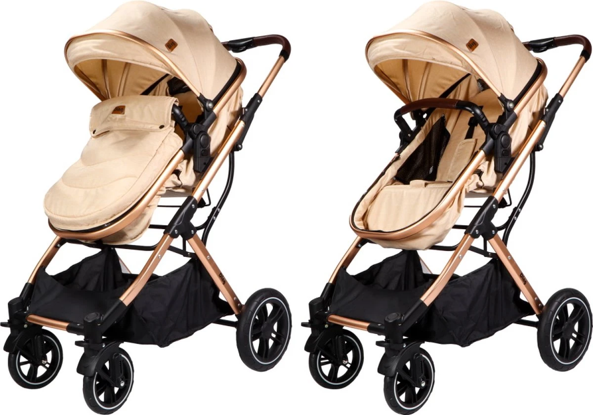 Ding Juna Kinderwagen 3 In 1 - Beige/Rose - Combi Kinderwagen Incl. Autostoel 16 Ding Juna Kinderwagen 3 In 1 - Beige/Rose - Combi Kinderwagen Incl. Autostoel - Afbeelding 14