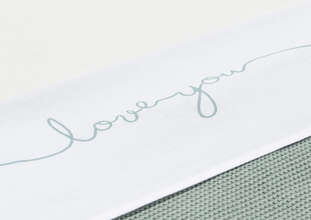 Jollein Baby Laken Ledikant 120x150cm Love You - Stone Green 5 Jollein Baby Laken Ledikant 120x150cm Love You - Stone Green - Afbeelding 3