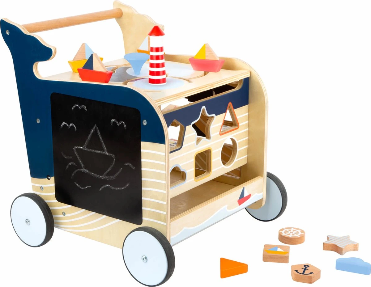 Baby Walvis Loopwagen - Houten Speelgoed Vanaf 1 Jaar 4 Baby Walvis Loopwagen - Houten Speelgoed Vanaf 1 Jaar - Afbeelding 2