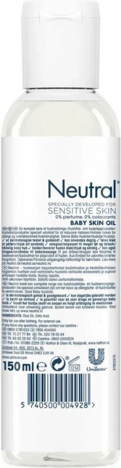 Neutral Baby Parfumvrij Huidolie Voor De Gevoelige Babyhuid 150 Ml -Babyproducten Korting 311x1200