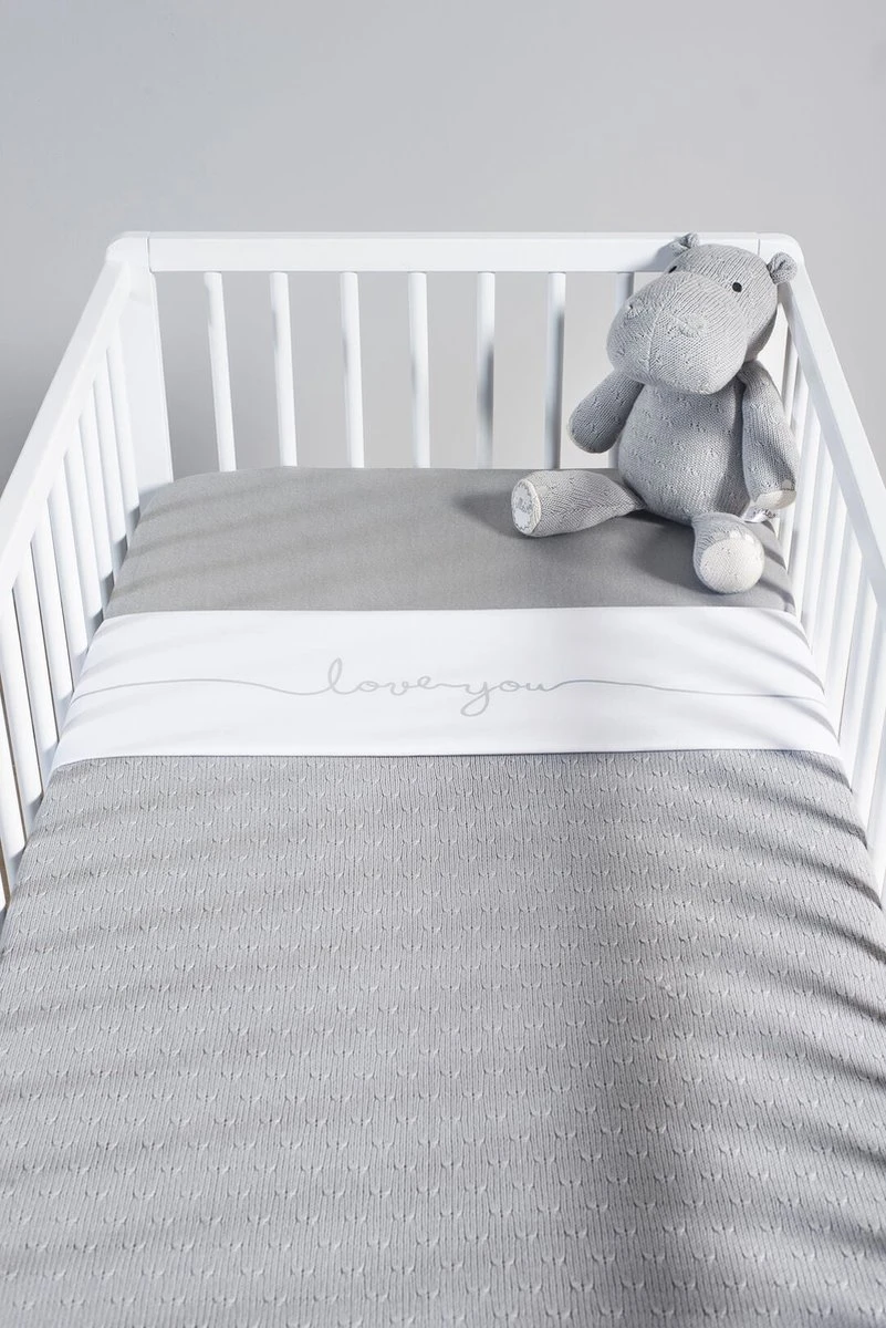 Jollein Baby Laken Wieg 75x100cm Love You - Grey 10 Jollein Baby Laken Wieg 75x100cm Love You - Grey - Afbeelding 8