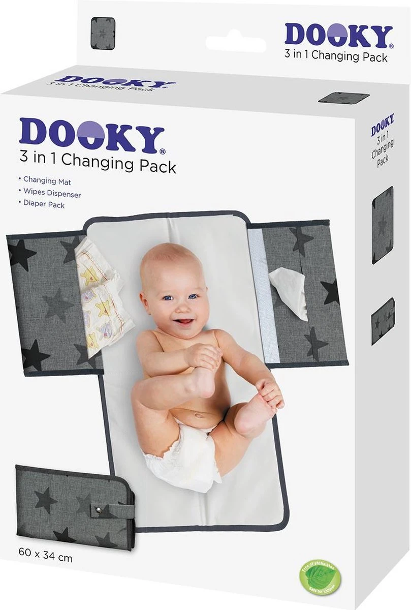 Dooky 3 In 1 Changing Pack Verschonings Matje Grey Stars 4 Dooky 3 In 1 Changing Pack Verschonings Matje Grey Stars - Afbeelding 2
