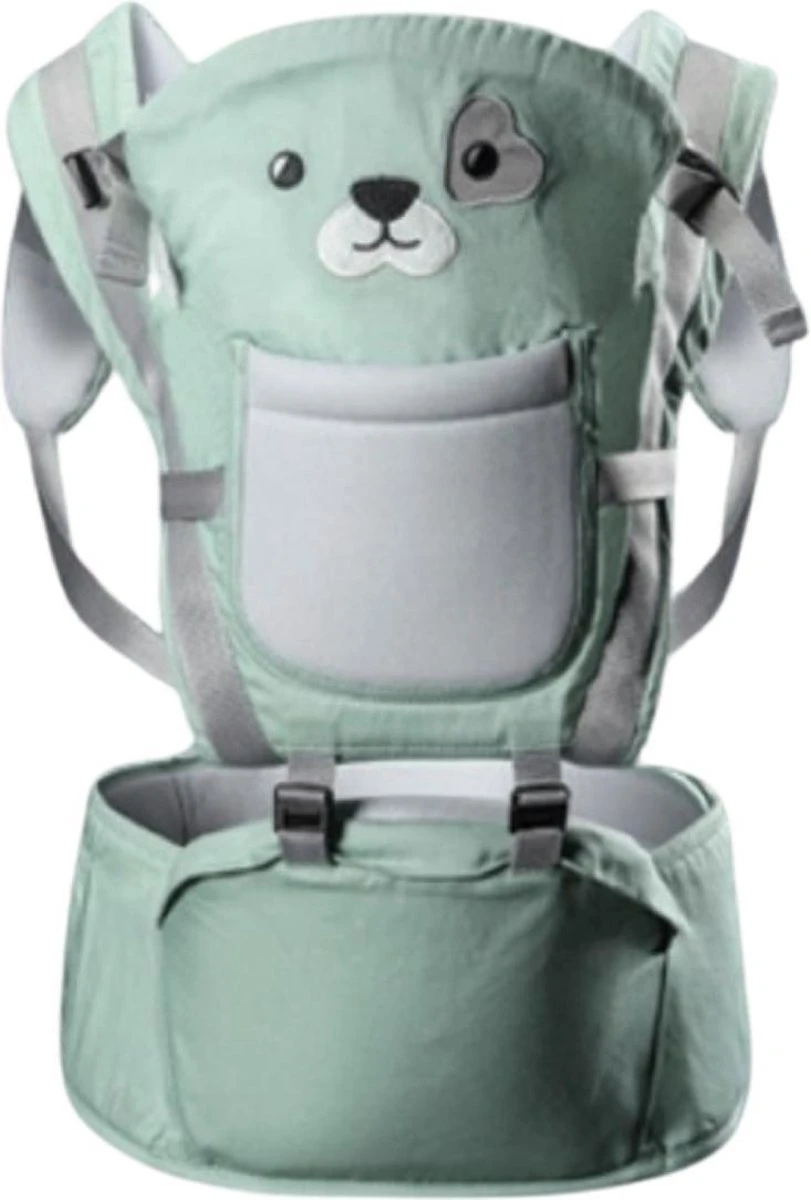 Baby Draagzak - Buik/Rug Babydrager Met Zacht Zitje (0-36 Maanden) - Groene Beer 3 Baby Draagzak - Buik/Rug Babydrager Met Zacht Zitje (0-36 Maanden) - Groene Beer