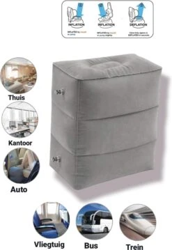 Merkloos Vliegtuigbedje - Voetkussen Opblaasbaar - Voetensteun - Voetenbankje - 3 Hoogte Standen - Reiskussen -Babyproducten Korting 825x1200