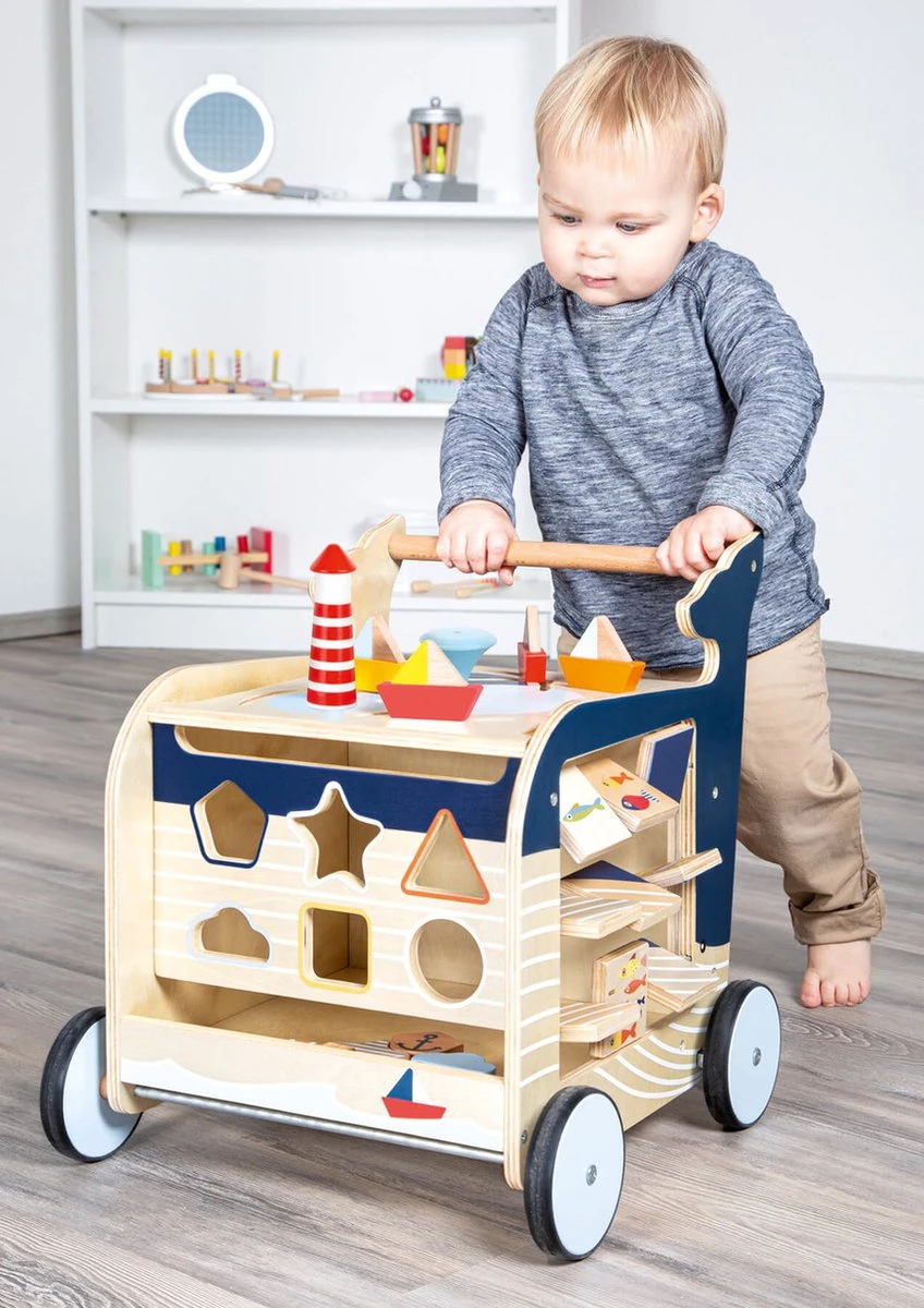 Baby Walvis Loopwagen - Houten Speelgoed Vanaf 1 Jaar 5 Baby Walvis Loopwagen - Houten Speelgoed Vanaf 1 Jaar - Afbeelding 3