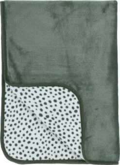 Meyco Reisdeken Fleece Cheetah - Forest Green - 75x100cm