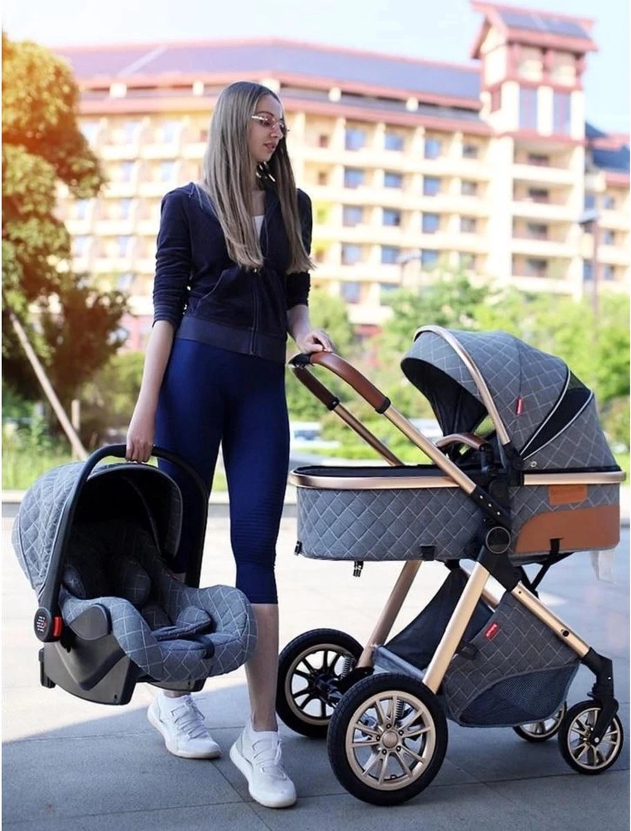 Merkloos Kinderwagen 3-in-1 – Luxe Kinderwagen - Buggy – Wandelwagen - Multifunctioneel – Opklapbaar – Incl Autostoel – Grijs 7 Merkloos Kinderwagen 3-in-1 – Luxe Kinderwagen - Buggy – Wandelwagen - Multifunctioneel – Opklapbaar – Incl Autostoel – Grijs - Afbeelding 5