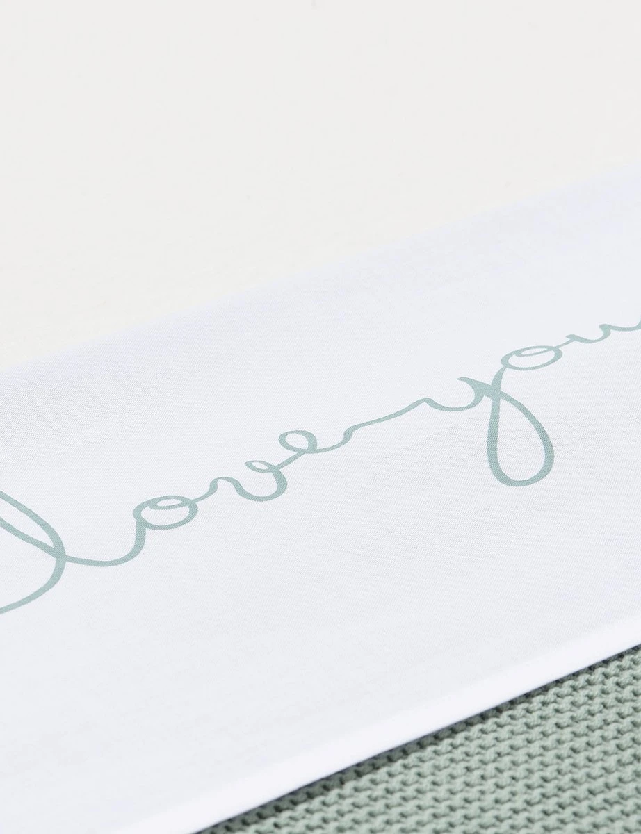 Jollein Baby Laken Ledikant 120x150cm Love You - Stone Green 7 Jollein Baby Laken Ledikant 120x150cm Love You - Stone Green - Afbeelding 5