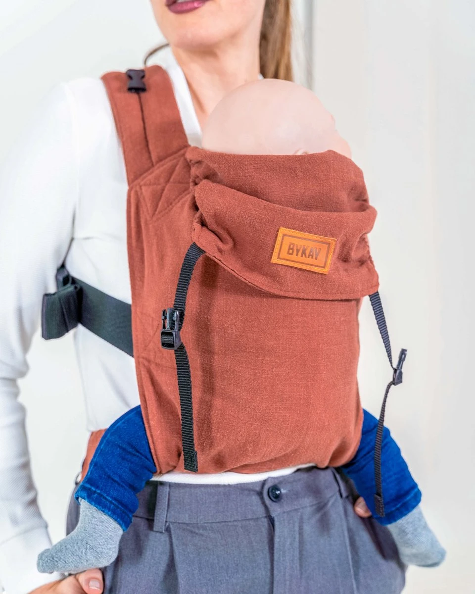 ByKay - Draagzak - Click Carrier Classic - Linnen Rusty Brown 8 ByKay - Draagzak - Click Carrier Classic - Linnen Rusty Brown - Afbeelding 6